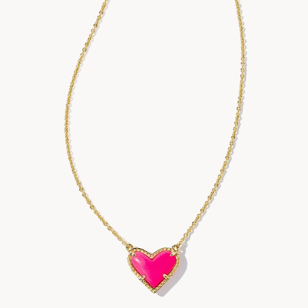 Kendra Scott hot pink Ari necklace gold